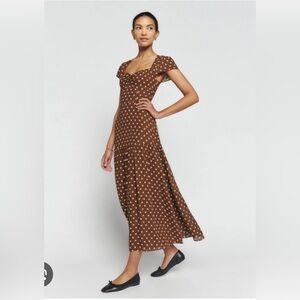 Reformation Myah BLACK Polka Dot Dress